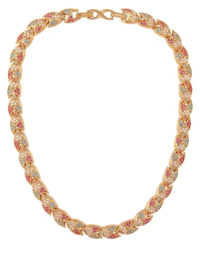 Pre-owned Susan Caplan Vintage 1990s D'orlan Crystal-embellished Necklace In Gold