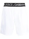 Dolce & Gabbana Mid-length Swim Trunks With Branded Stretch Waistband In White