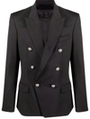 Balmain Double-breasted Wool Blazer In Black