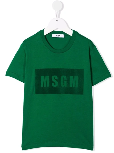 Msgm Teen Logo-print Cotton T-shirt In Green