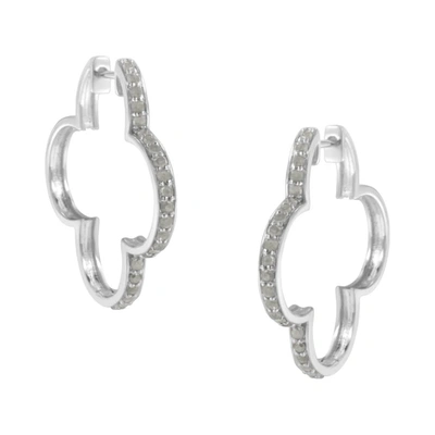 Haus Of Brilliance .925 Sterling Silver 1.0 Cttw Diamond 4 Leaf Clover Shape Hoop Earrings(i-j Color In Pink,silver Tone,white