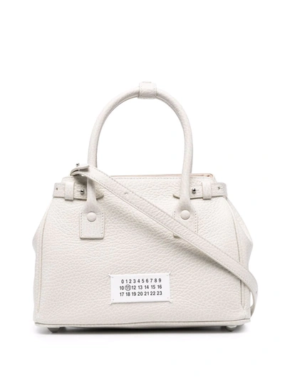 Maison Margiela Numbers-patch Leather Tote Bag In White