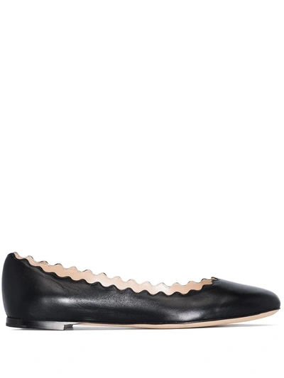 CHLOÉ LAUREN LEATHER BALLERINA PUMPS