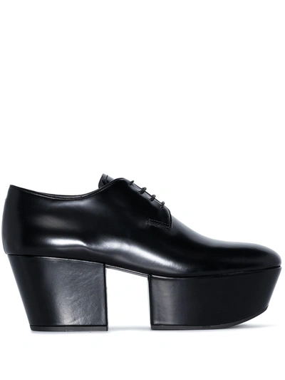 Prada Leather Lace-up Platform Loafers In Black