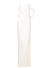 Michelle Mason Silk Wrap Floor-length Gown In Weiss