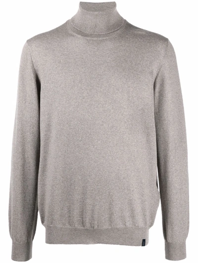 Fay Roll Neck Knitted Jumper In Dove Grey
