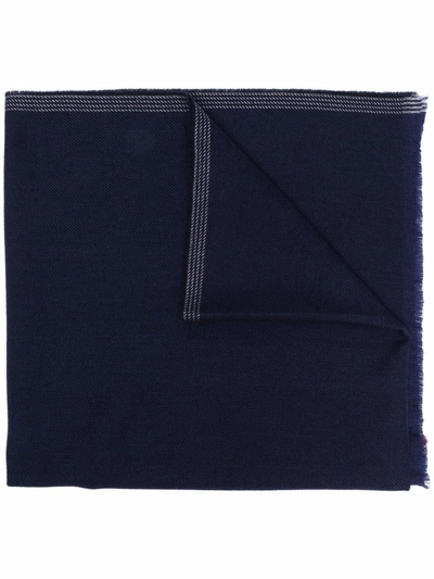 Fay Fringed Wool-cashmere Scarf In Blau