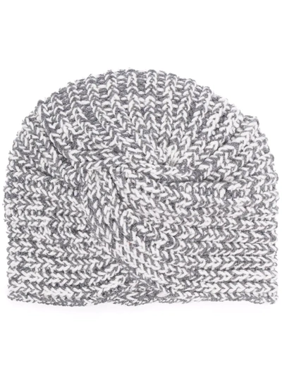 Missoni Chunky Knit Wool Turban In Grey