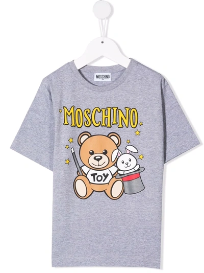 Moschino Kids' Teddy Bear-motif Cotton T-shirt In 灰色