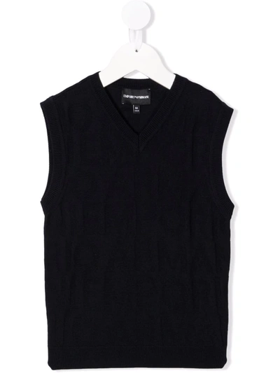 Emporio Armani Babies' Fine Knit Waistcoat In 蓝色