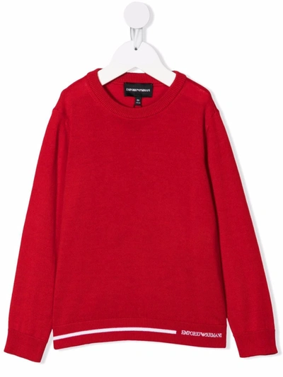 Emporio Armani Kids' Contrasting Stripe Jumper In 红色