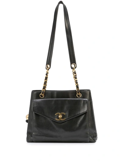 Pre-owned Chanel Cc Turn-lock Tote Bag In Black