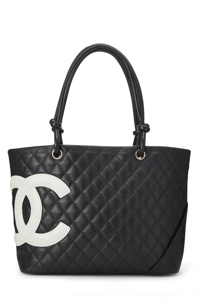 Pre-owned Chanel Black Quilted Calfskin Cambon Tote Large
