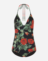 DOLCE & GABBANA ROSE-PRINT ONE-PIECE SWIMSUIT