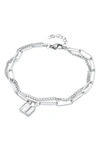 ADORNIA WATER RESISTANT STAINLESS STEEL PADLOCK MIXED CHAIN BRACELET