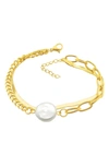 Adornia 14k Plated Pearl Mixed Chain Bracelet In Yellow