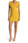 French Connection Whisper Ruffle Minidress In Mustard Se