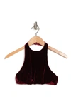 Valentino Satin Halter Crop Top In Bordeaux