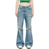 GUCCI BLUE ECO-WASHED ORGANIC DENIM RIPPED JEANS