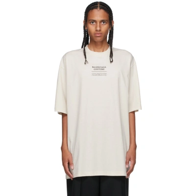 Balenciaga Off-white Couture Boxy T-shirt In Chalky White Black