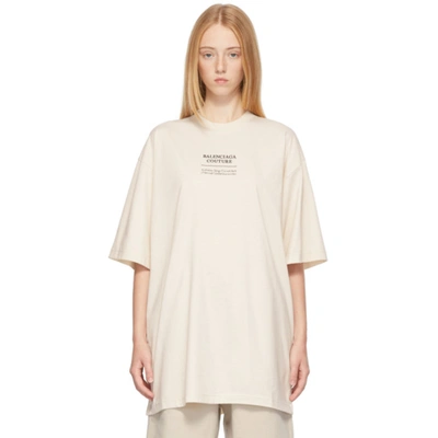 Balenciaga Couture Embroidered Oversized T-shirt In Chalky White Black W