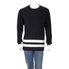 BURBERRY MENS BLACK STRIPED HEM COTTON BLEND SWEATSHIRT