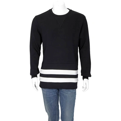 Burberry Mens Black Striped Hem Cotton Blend Sweatshirt