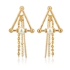 BURBERRY FAUX PEARL AND TRIANGLE GOLD-PLATED DROP EARRINGS