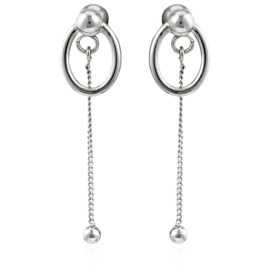 Burberry Oval And Charm Palladium-plated Drop Earrings In Palladio In N,a