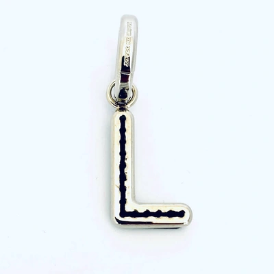 Burberry Leather-topstitched 'l' Alphabet Charm In Palladium/back