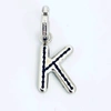 BURBERRY BURBERRY LEATHER-TOPSTITCHED 'K' ALPHABET CHARM IN PALLADIUM/BACK