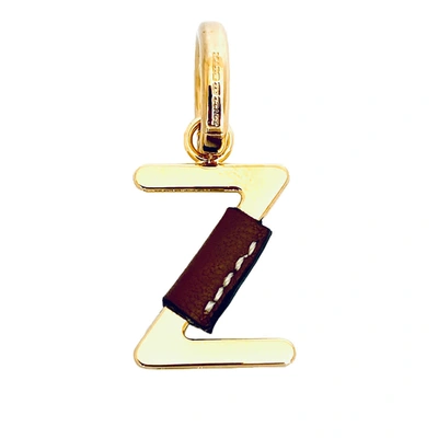 Burberry Leather-wrapped Z Alphabet Charm In Light Gold/tan
