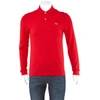 Lacoste Men's L.12.12 Long Sleeve Cotton Polo - Xs - 2 In Mother Of Pearl,red