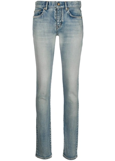 Saint Laurent Denim Low-rise Skinny Jeans In Blue