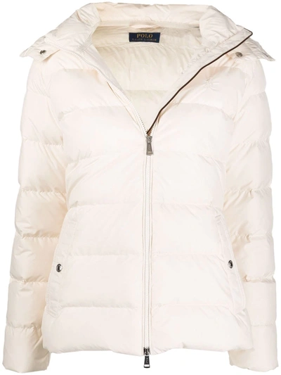 Polo Ralph Lauren Embroidered-logo Padded Jacket In Neutrals