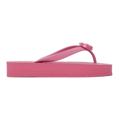 Gucci Pascar Gg-plaque Rubber Sandals In Pink