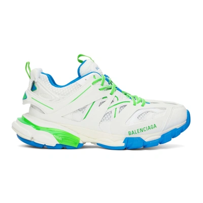 Balenciaga Track Mesh And Multicolor Nylon Sneakers In White Green Blue