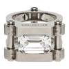 BALENCIAGA SILVER & WHITE GEAR RING