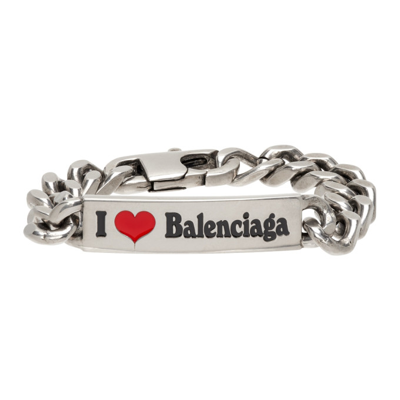 Balenciaga I Love  标牌手链 In Silver