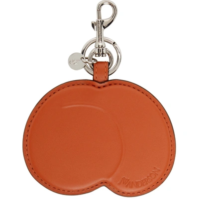 Jw Anderson Peach Leather Bag Charm In Orange