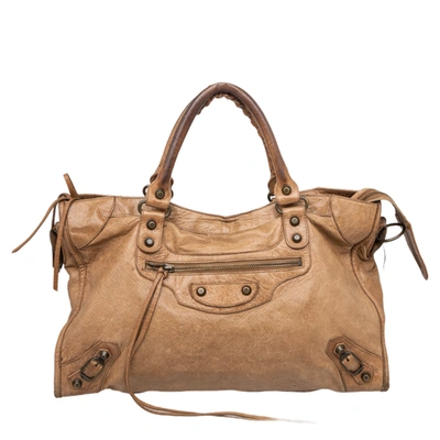 Pre-owned Balenciaga Caramel Chevre Leather Bh City Bag In Brown