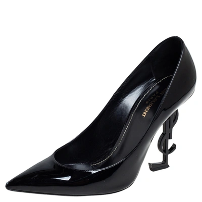 Pre-owned Saint Laurent Black Patent Leather Pointed Toe Opyum Pumps Size 40