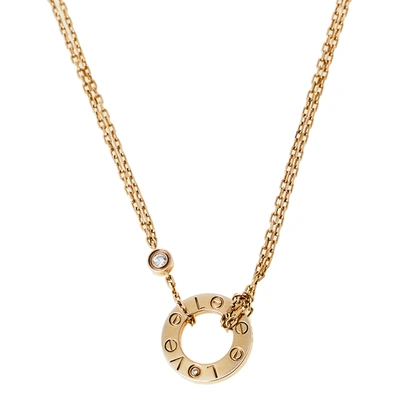 Pre-owned Cartier Love Diamond & 18k Yellow Gold Double Chain Necklace