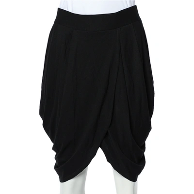 Pre-owned Alice And Olivia Black Jersey Tulip Draped Skirt M