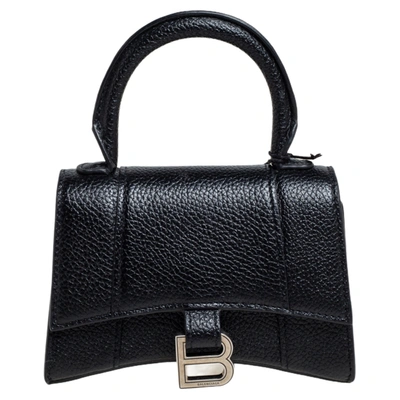Pre-owned Balenciaga Black Leather Mini Hourglass Crossbody Bag