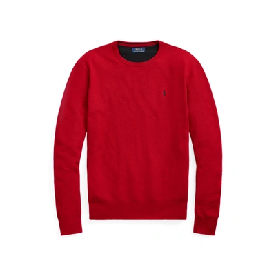 Ralph Lauren Mesh-knit Cotton Crewneck Sweater In Park Avenue Red
