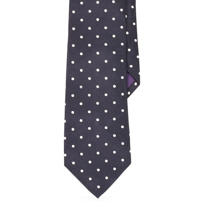 Polo Ralph Lauren Polka-dot Silk Satin Tie In Dark Navy