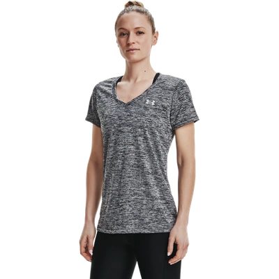 Under Armour Training Tech Twist V Neck T-shirt In Gray-black In Black/metallic Silver