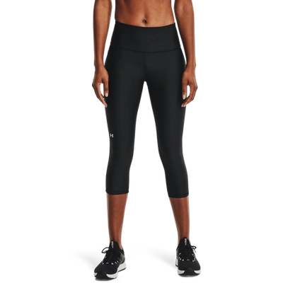 Under Armour Heatgear Armour No-slip Waistband Capris In Black/white
