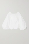 GANNI OPEN-BACK BRODERIE ANGLAISE ORGANIC COTTON BLOUSE